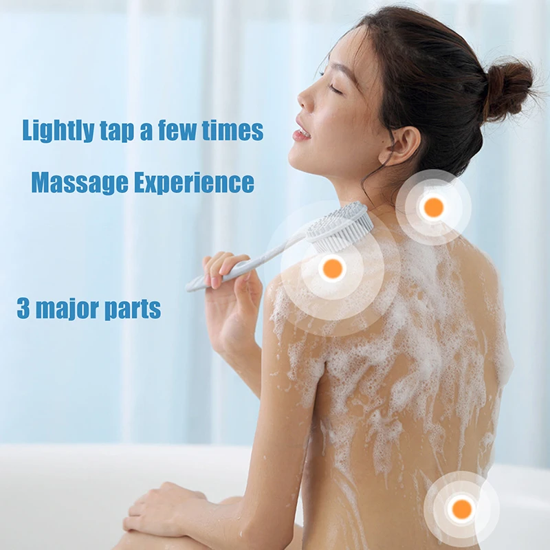 Description Picture 3 of itemDouble-Sided Silicone Back Long Handle Scrubber Body Bath Brush Mud Back Massage Scrubber Shower Massage Exfoliation Brush