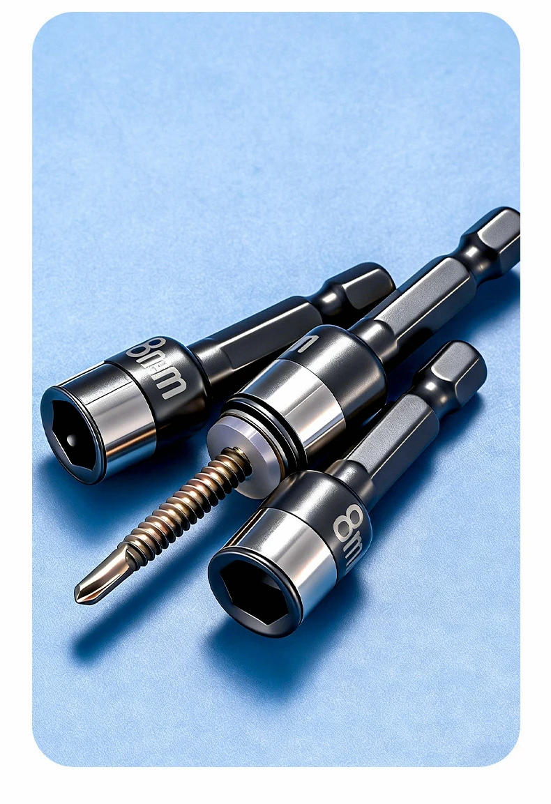 8mm CR-V Stahl Steckschlüssel mit Sechskantschaft, Schlagschrauber-Adapter, Bohrmaschinen-Konverter, Steckschlüssel-Adapter-Werkzeuge – Detail 11