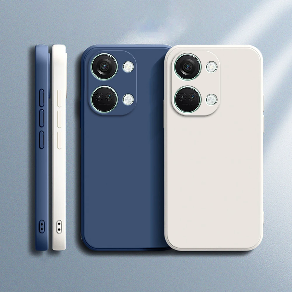 Basic Plain Phone Case for Oneplus Nord 3 Nord3 5G Funda Candy Color Soft Square Liquid Silicone Internal Flocking Cover Housing