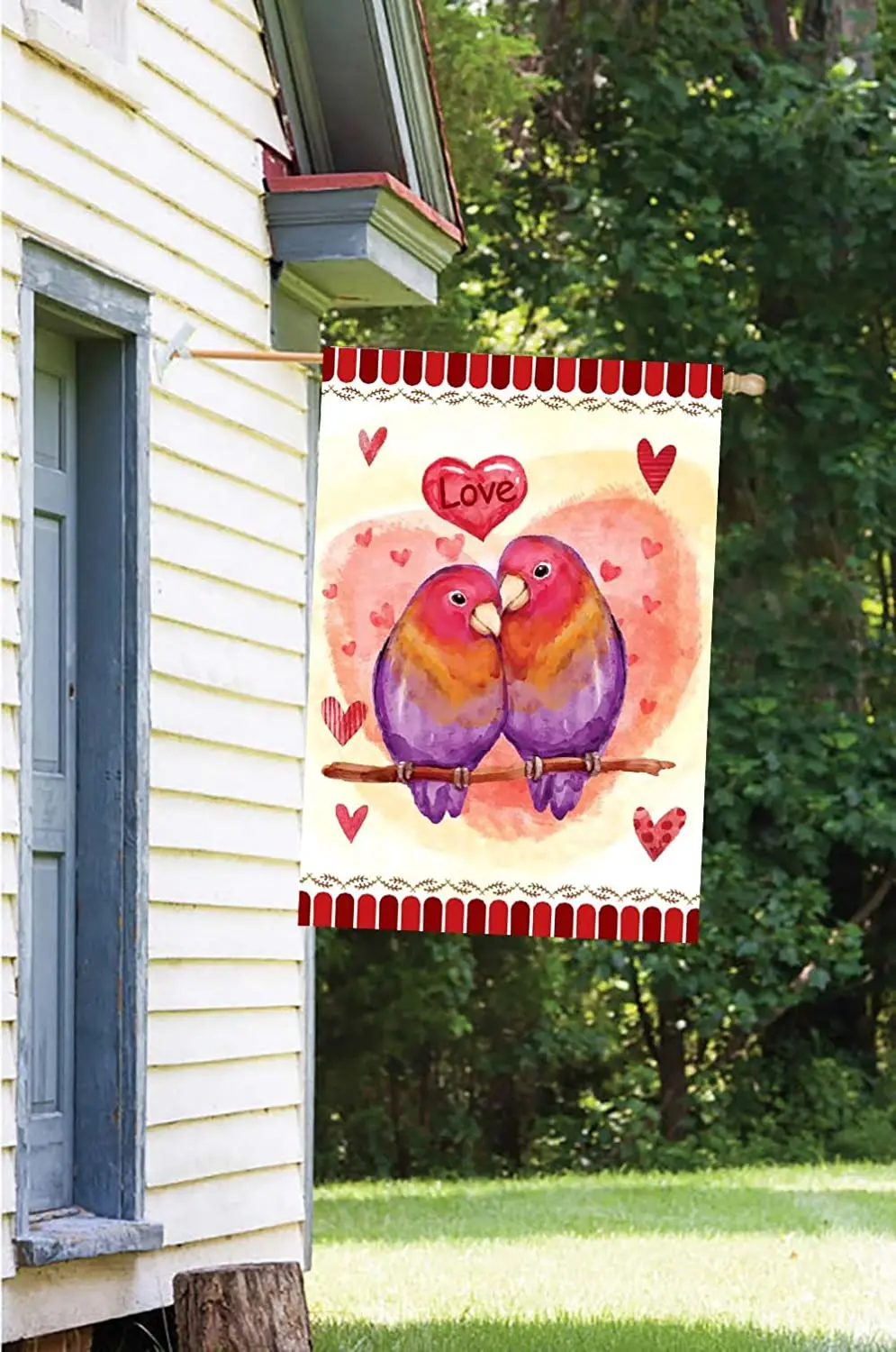 

Be Mine Love Birds Valentine's Day Double Sided House Flag Banner for Outside House Yard Home Decorative