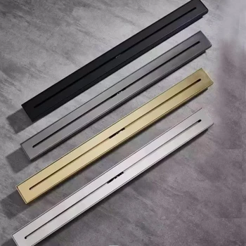 30ซม.หรือ60ซม.หรือ80ซม.304สแตนเลส Brushed Gold Gunmetal ท่อระบายน้ำยาว Linear ระบายน้ำท่อระบายน้ำสำหรับห้องน้ำ 1