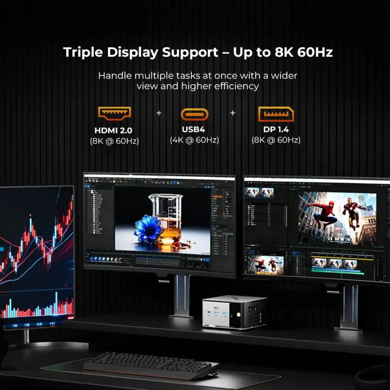 GMKtec M8 Mini PC AMD Ryzen 5 PRO 6650H 16GB RAM NO SSD NO OS Mini Desktop Computers Triple 4K Display, WiFi5.2,BT6E, USB-C, DP - immagine 4