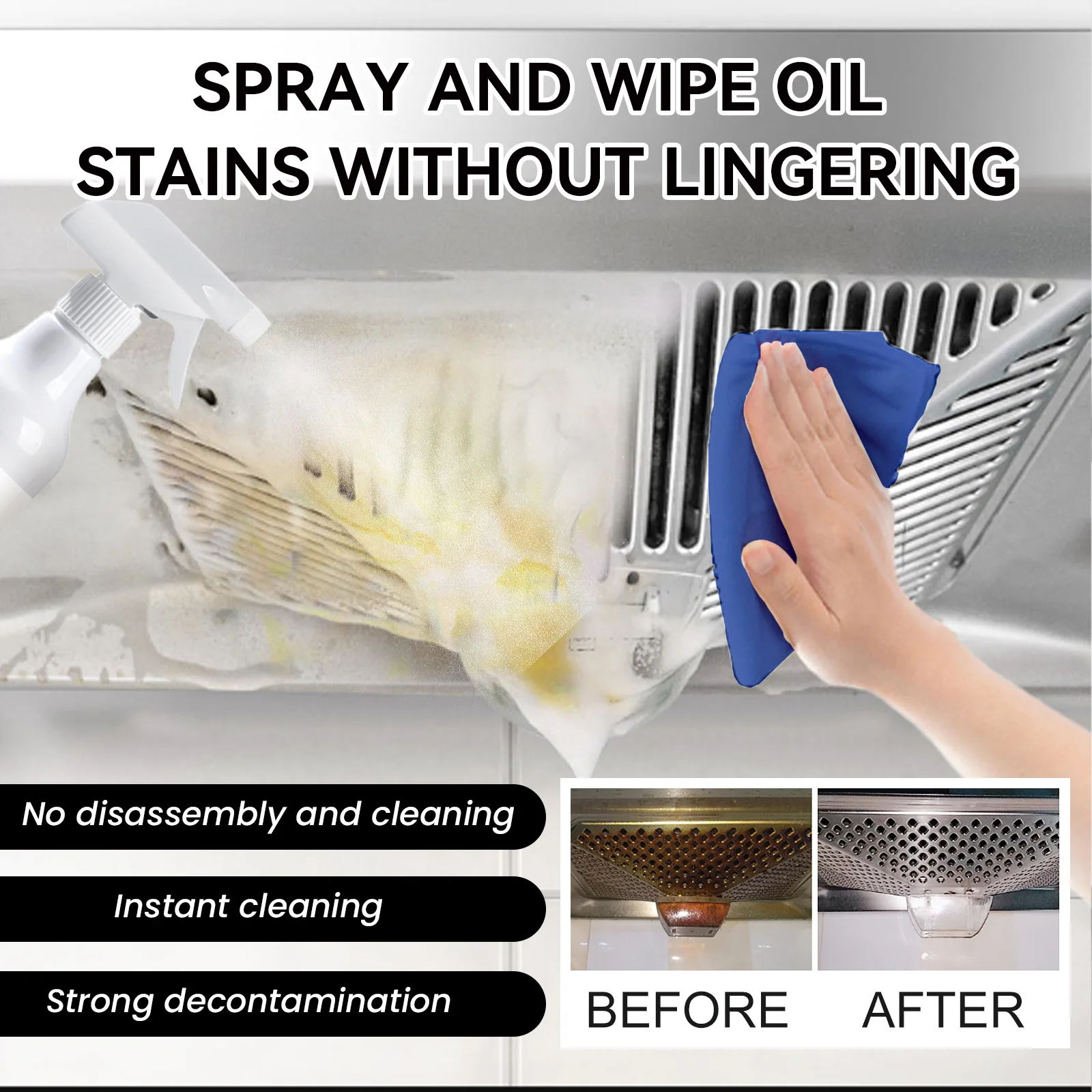 Kitchen Foaming Greasy Cleaner Range Hood Heavy Oil Removal Household Stove Oven Degreaser Multipurpose Oil Stain Bubble Cleaner 5