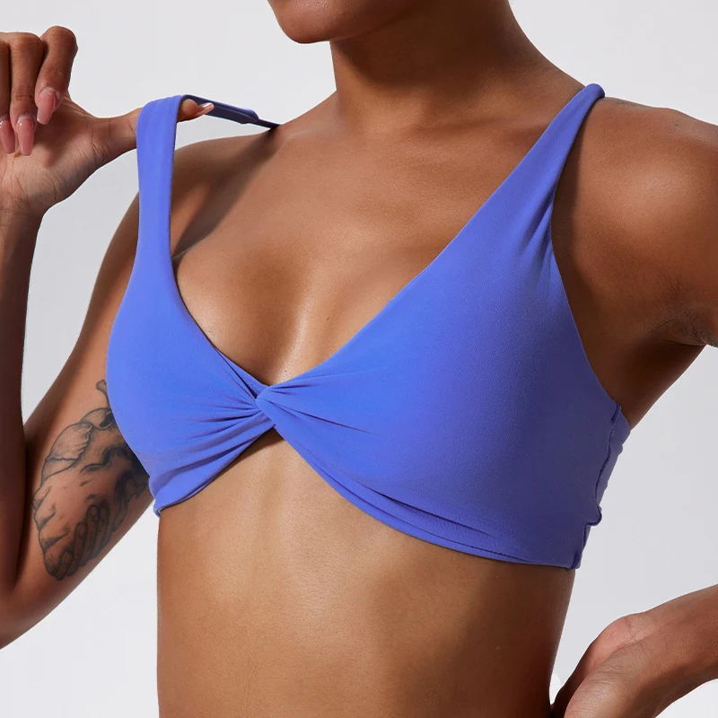 Enhanced Sports Bra Shockproof Push Up Quick-Dry Pleated Workout Top