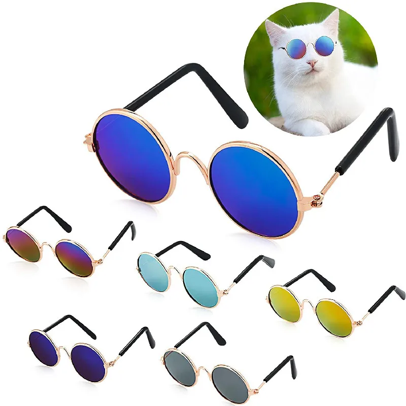 

Dog Sunglasses Cat Pet Products Lovely Vintage Round Reflection Eye Wear Glasses for Small Dog Cat Pet Photos Props Accessories