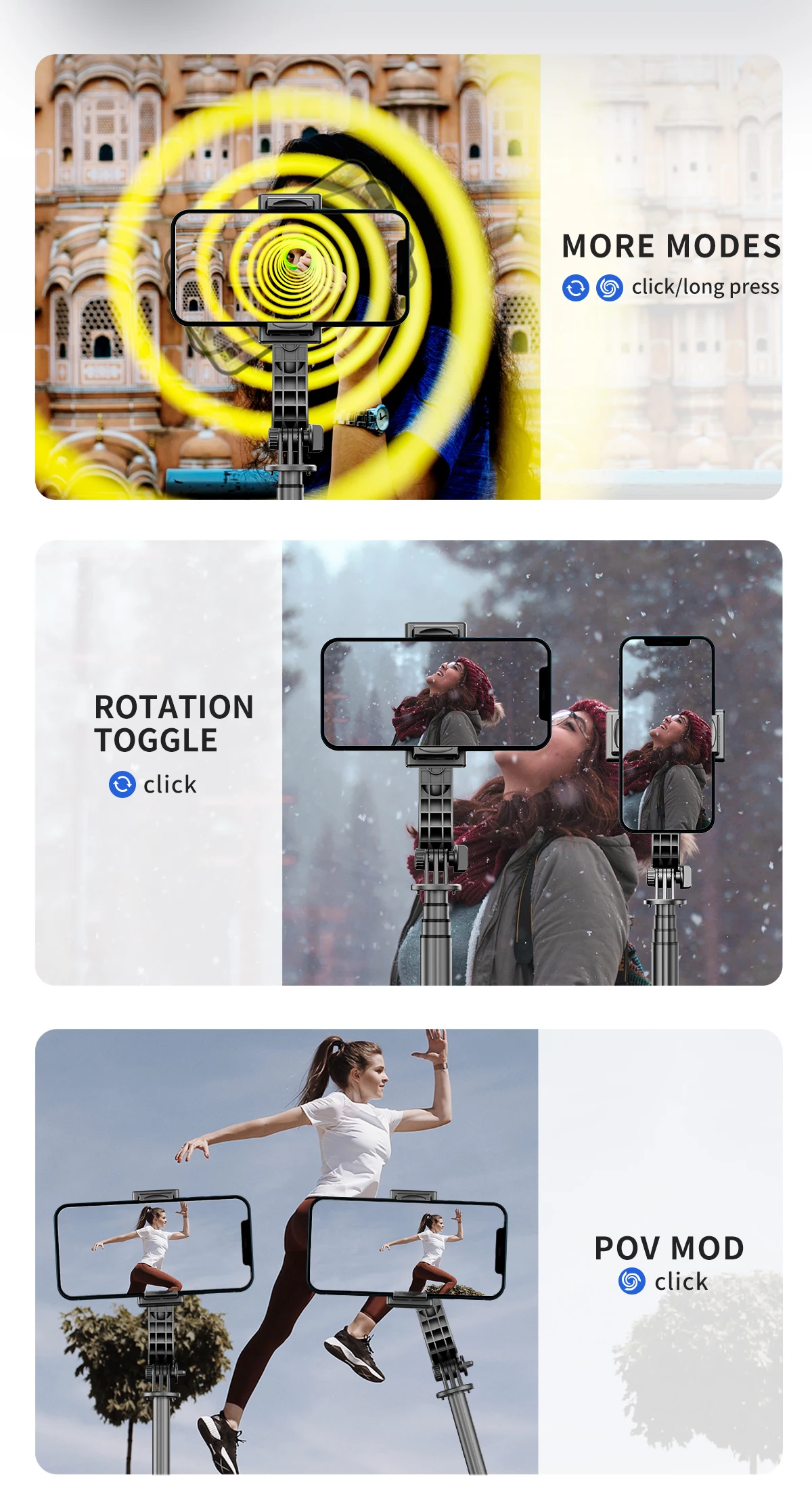 Gimbal Stabilizer Selfie Stick Mit 360 Grad Rotation Für Handy_voghion.com