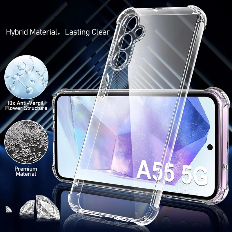 Case with Glass for Samsung A56 A36 A15 A55 A54 A14 A34 A35 A52 Silicone Cover for Samsung Galaxy A55 shockproof Case