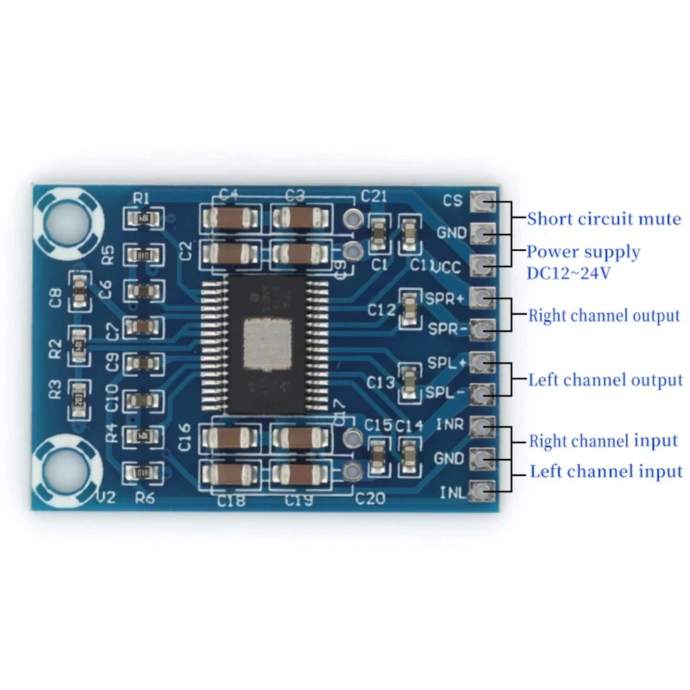 XH-M562 DC 12V-24V 2x50W Dual Channel Mini Digital Amplifier D Class 50W + 50W TPA3116D2 Amplifier 50W Power Board