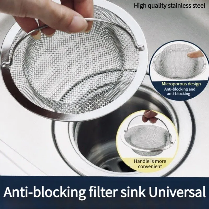 Shower Drain Filter Stainless Steel Bathtub Hair Catcher Stopper Shower Drain Hole Filter Handle Metal Sink Strainer Floor Drain for Kitchen