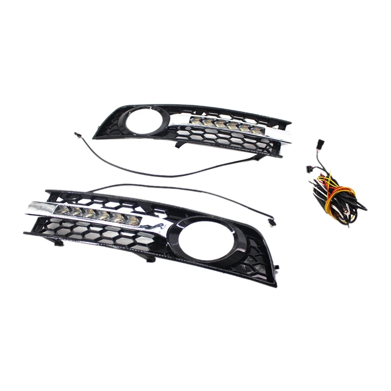 

Передний бампер, противотуманная Рабочая решетка гриля с плавным светодиодным поворотным сигналом Drl для A4 B6 01-05, передний бампер, зернистость 8