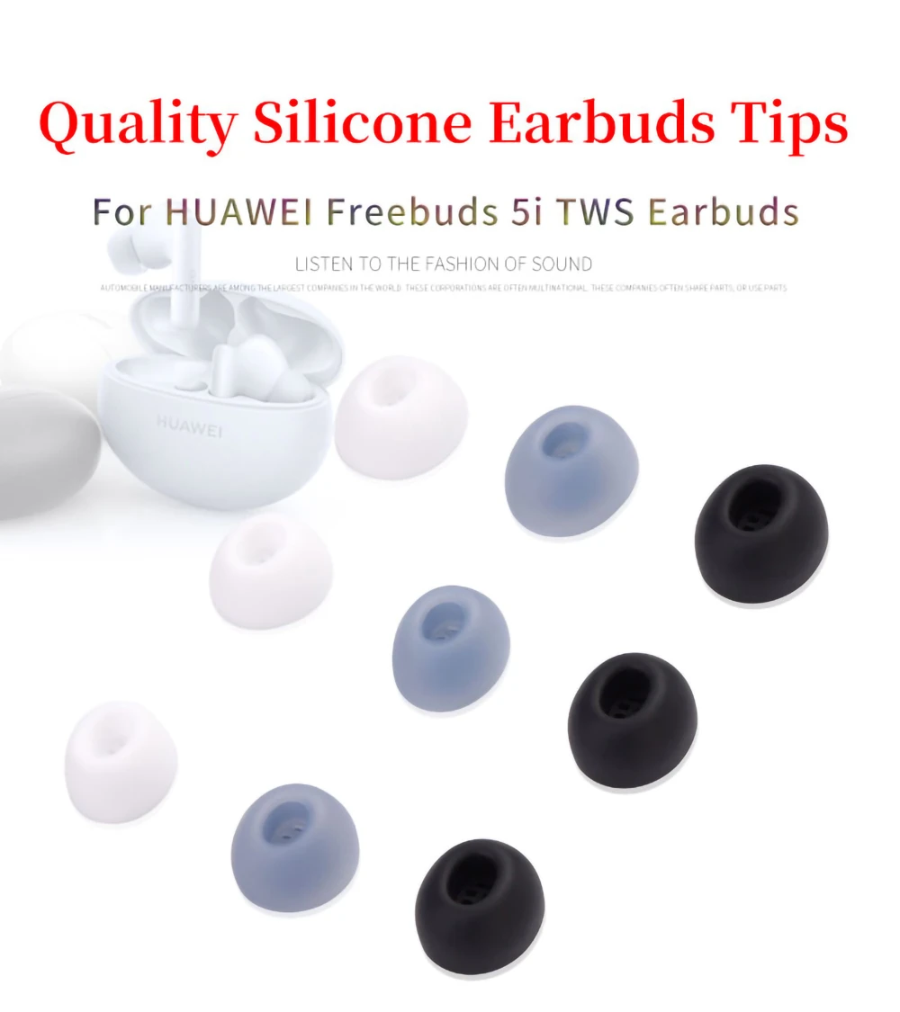 2Pcs Quality Silicone Ear Tips for Freebuds 5i TWS Eartips True Wireless Earbuds Tips With Filter Screen Soft Earplugs
