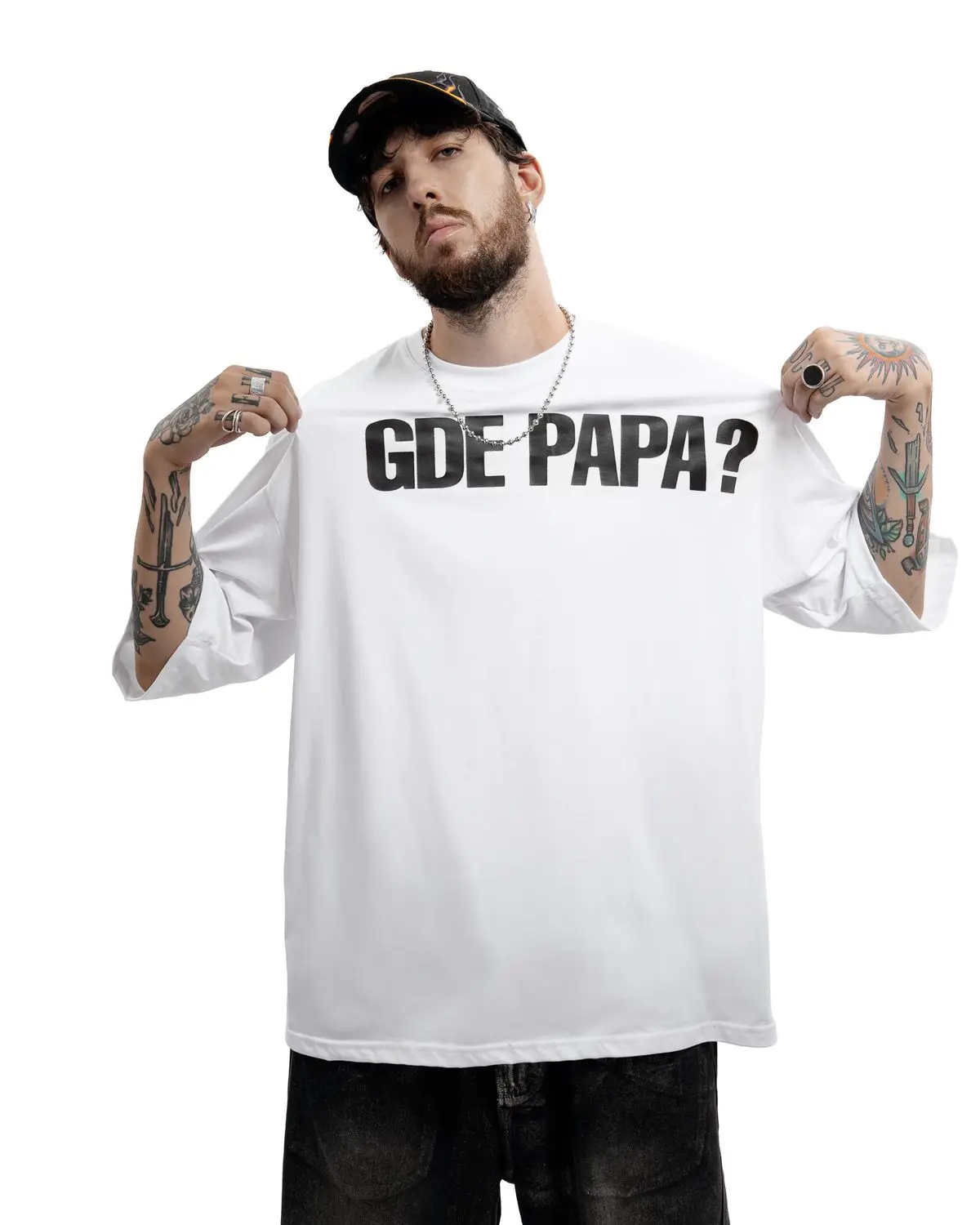 Hip Hop Streetwear Men Tshirt Oversized Short Sleeve GDE PAPA Graphic Print Y2k Tops Tee Harajuku Goth Aesthetic Clothing Cotton