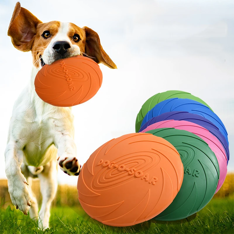 Dog Toy Flying Disc Silicone Material Sturdy Resistant Bite Mark Repairable Pet Outdoor Training