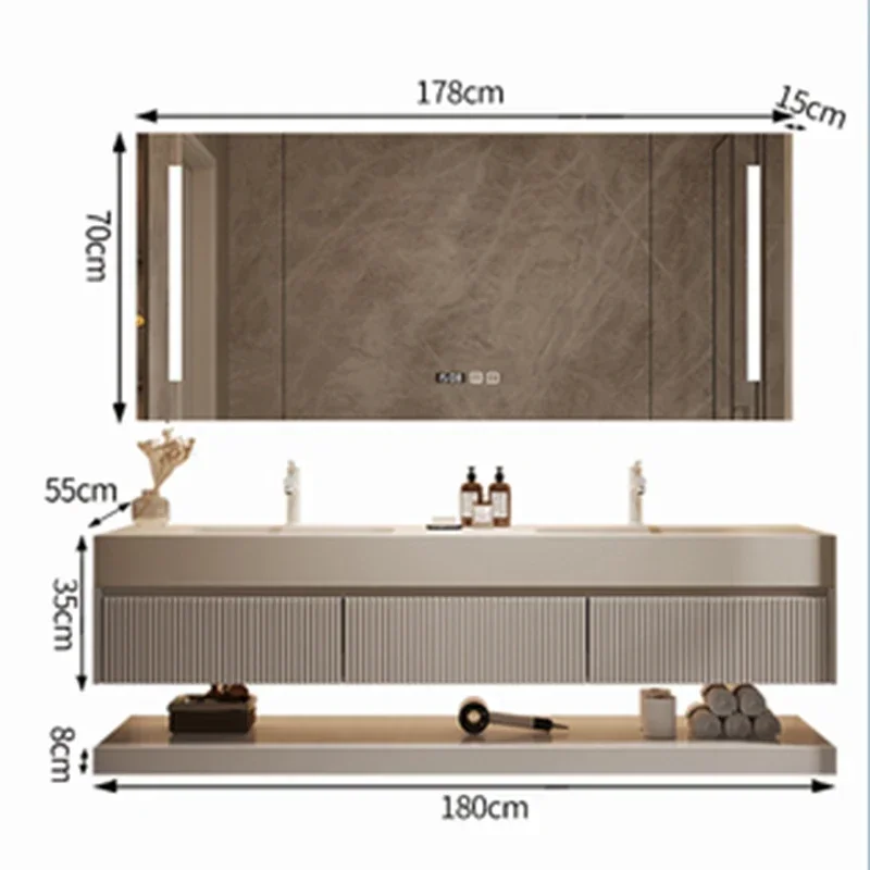 Cream Style Bathroom Cabinets Wall-mounted Design Large Capacity Storage Mirror Cabinets Shelves Furniture Bagno FYBC