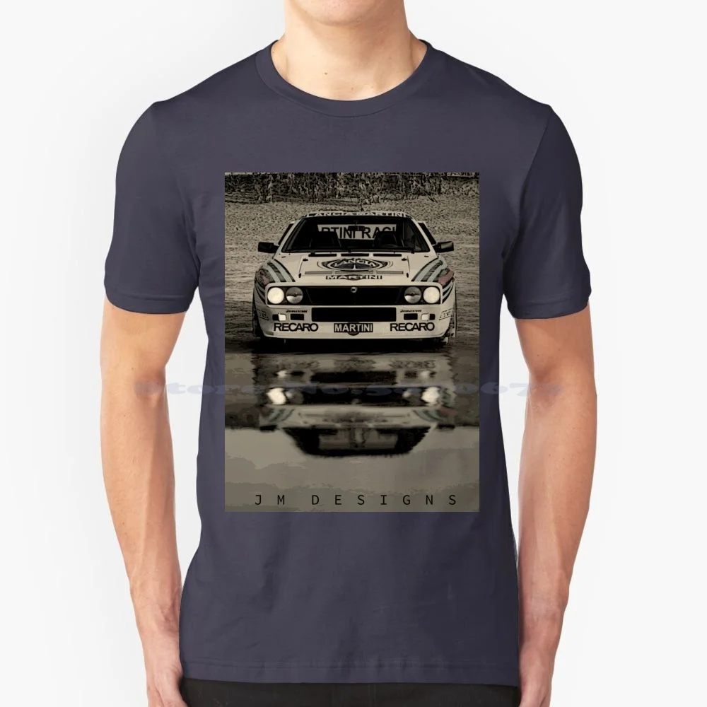 Lancia 037 Rally Replica T Shirt 100% Cotone Tee Lancia Water Reflection 80S Rally Rallie Offroad Replica Italia Recaro Martini