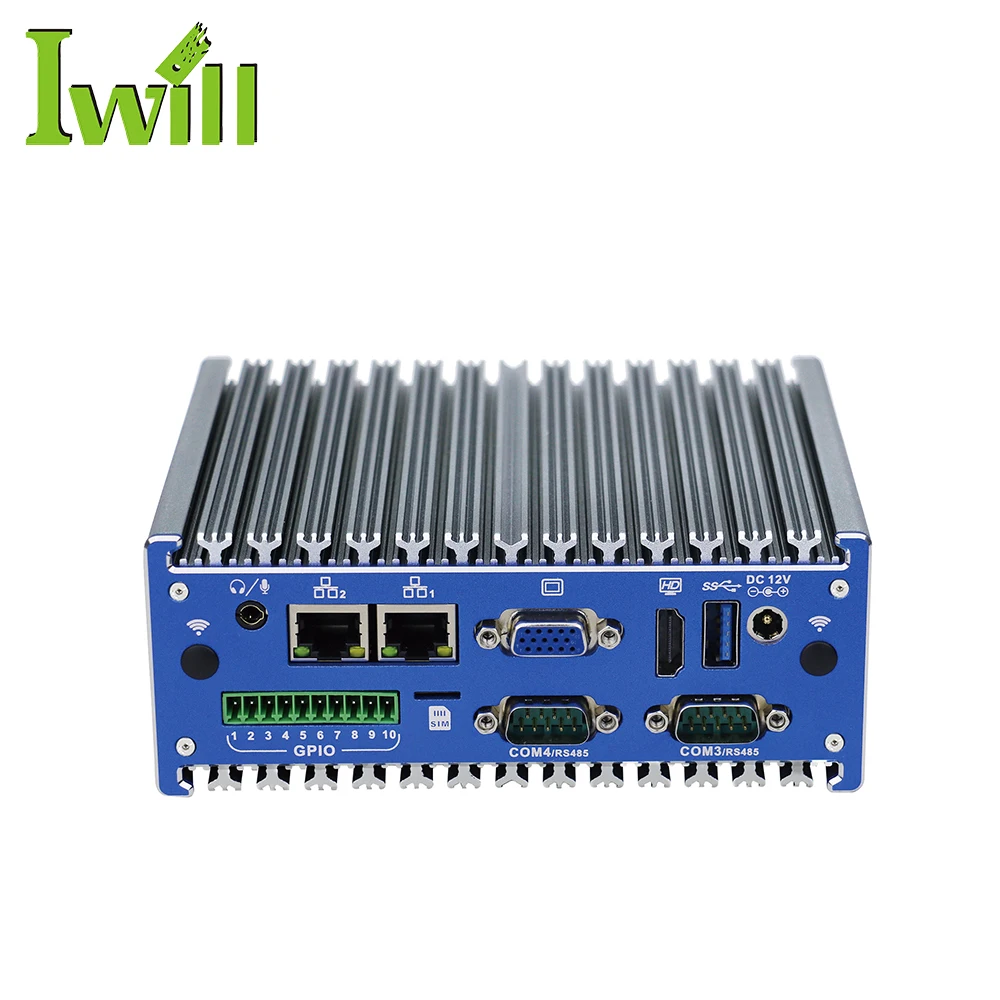 

ubuntu industrial mini pc 12v J1900 quad core 2 ethernet din rail mini pc computer with GPIO port
