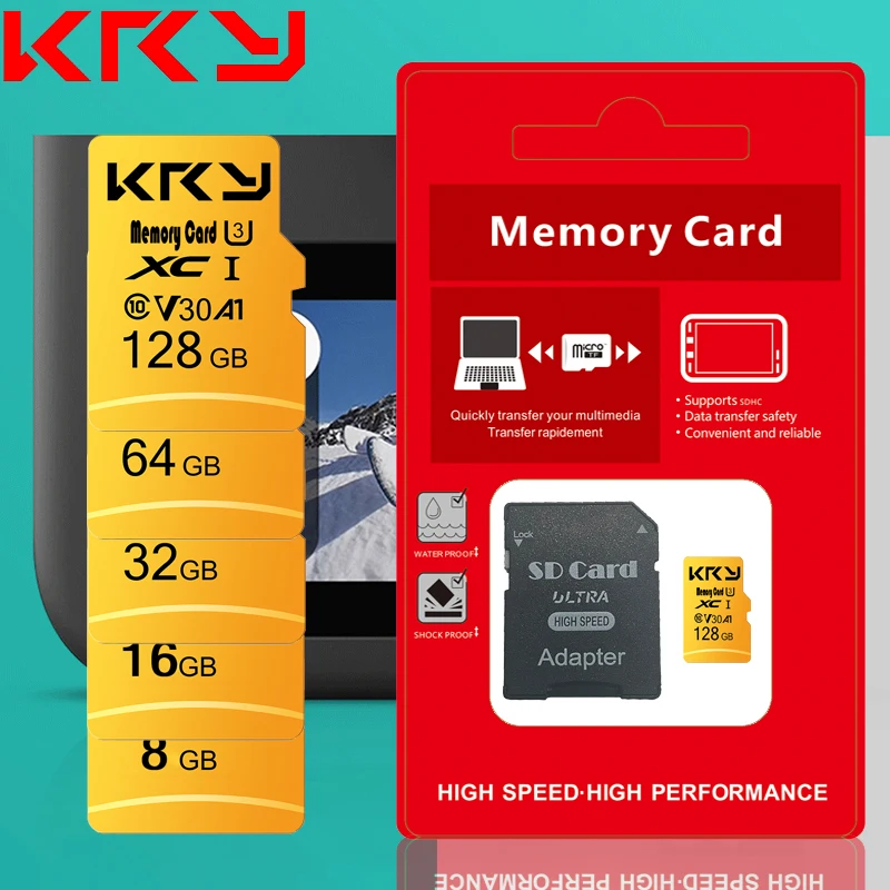 마이크로 메모리 SD TF 카드, SD/TF 플래시 카드, U3 클래스 10, 128GB, 64GB, 32GB, 128GB
