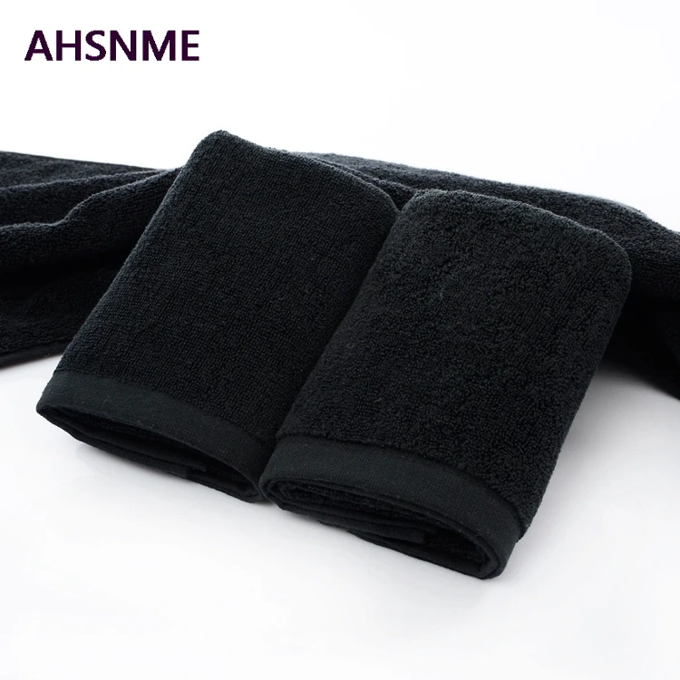 Professional Customized LOGO 100%Cotton Black bath towel Hand Towel Embroidery Name Personalized Towel Gift for Friends Family 4