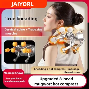Massaggiatore wireless per collo cervicale a 8 teste Schiena Vita Spalla Trapezius Collo Spalla Impastamento Artefatto Scialle per massaggio Impacco caldo