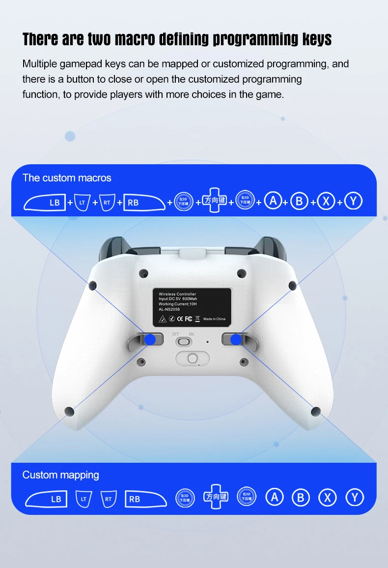 Bluetooth Controller With Back Button Wireless For Switch Wireless Controller Gamepad Joystick For Nintendo Switch Console PC