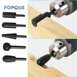 Popolle raspador rotativo de aço para trabalhar madeira arquivo rotativo raspador rotativo 1/4 "ferramenta carpintaria mão escultura faca 5 pçs