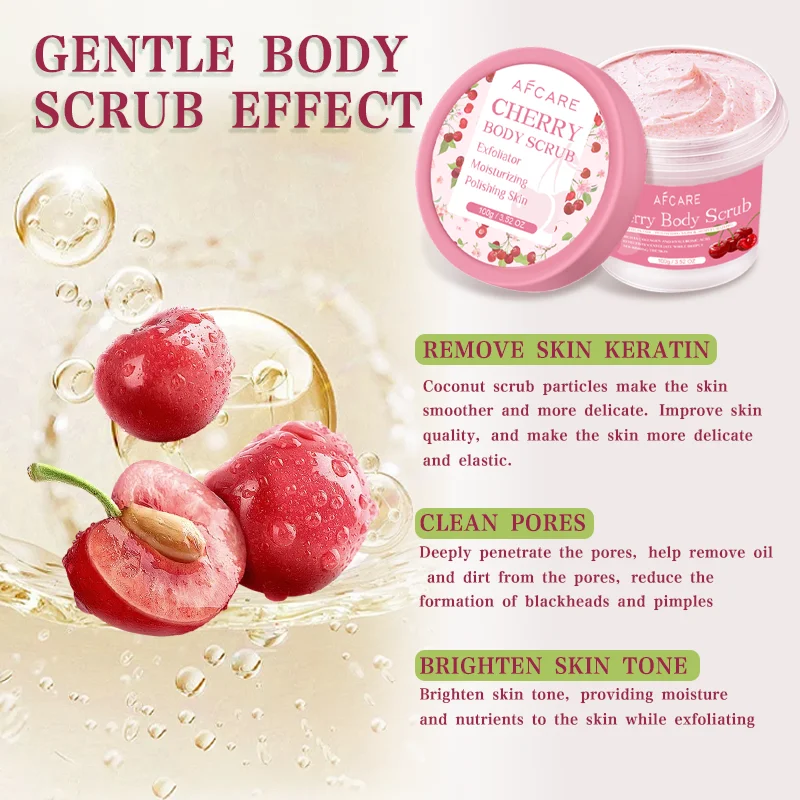 Cherry Body Scrub Exfoliator Deep Cleaning Moisturizing Niacinamide Whitening Improve Cracked Chicken Skin Exfoliating Cream 3