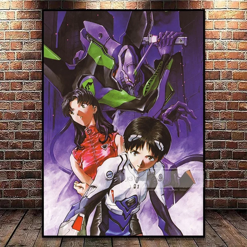 Vintage Anime Neon Genesis Evangelion Aesthetic Canvas Wall Art