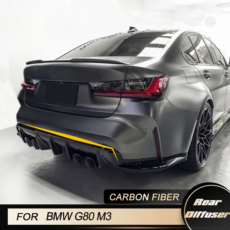 

Автомобильный задний бампер, диффузор, спойлер для BMW G80 M3 седан, 4 двери 2021 2022, автомобильный гоночный задний диффузор, комплект губ из углеродного волокна