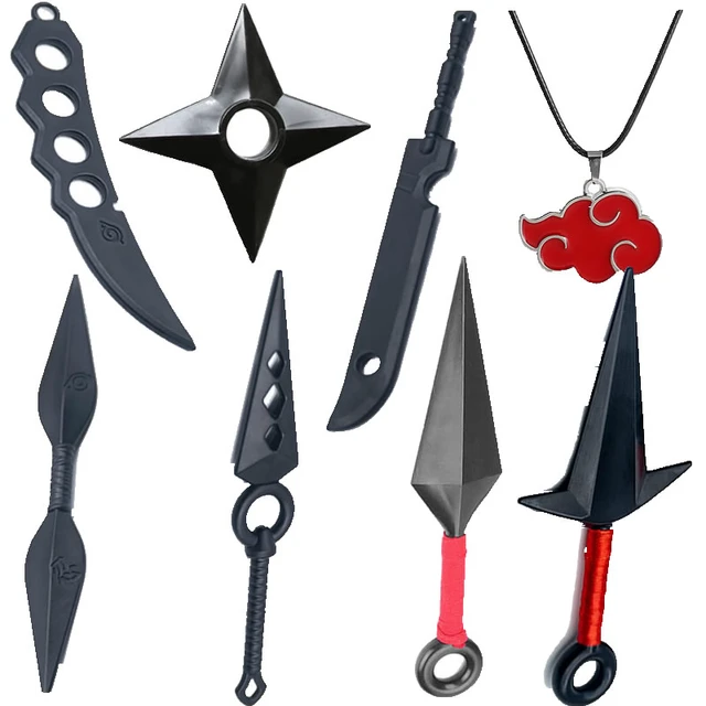 8pcs/Set Anime Naruto Plastic Weapon Cartoon Cosplay NARUTO Sword Kunai  Shuriken Accessories Figure Action Children Boy Toy Gift