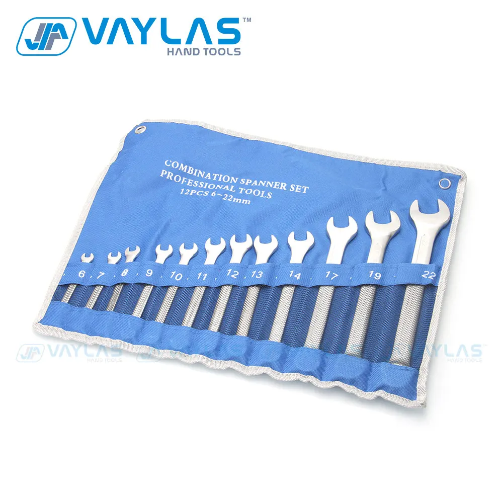 

VAYLAS 12pcs set Metric Matte Combination Wrench Fixed Ratcheting and Open End Spanner Repair Hand Tools 6~22mm