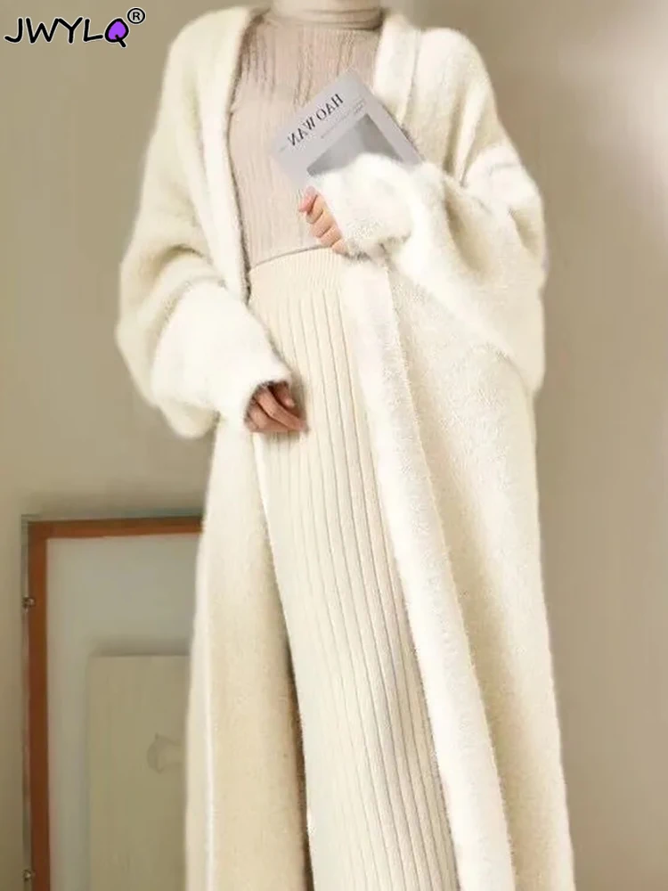 Cárdigan Largo De Imitación De Visón Para Mujer, Suéter Suave Suelto, Chaleco Informal, Chaquetas De Punto Elegantes Y Esponjosas, Suéter De Punto Cál