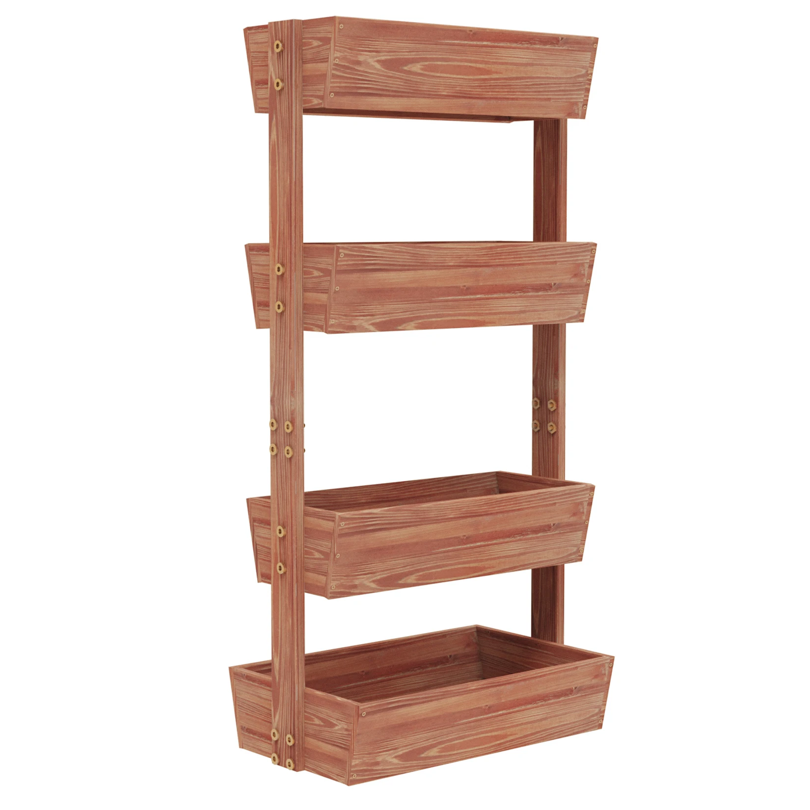 4 Tiers Wooden Garden Raised Bed Elevated Flower Vegetable Grown Planter Box — Color: Brown