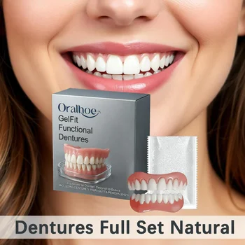 Silicone Dentures Full Set Temporary False Teeth – Soft Fit Denture Reliner Kit for Missing or Broken Teeth, Easy DIY Comfort Fit Dental Cover for Smile Improvement 2026