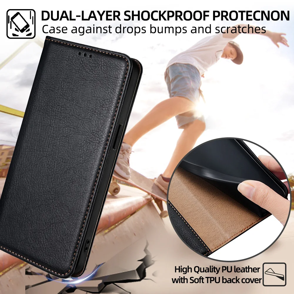 Luxury PU Leather Wallet Phone Case with Card Holder and Flip Cover