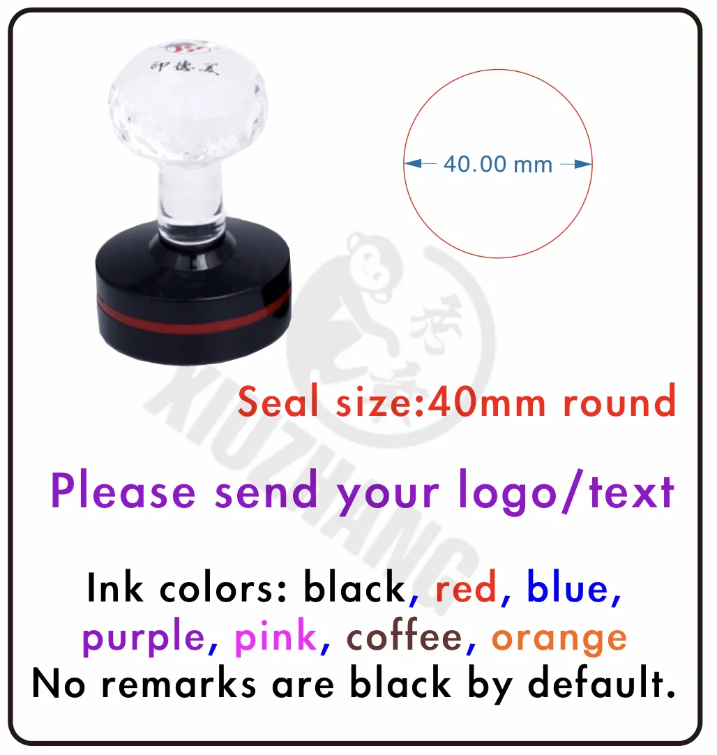 1 2 3 4 Large Logo Stamp - Custom Stamp - Personalized Wood Handle  Business Stamp Self-Inking Black Red Blue Black Ink - Custom Round Text