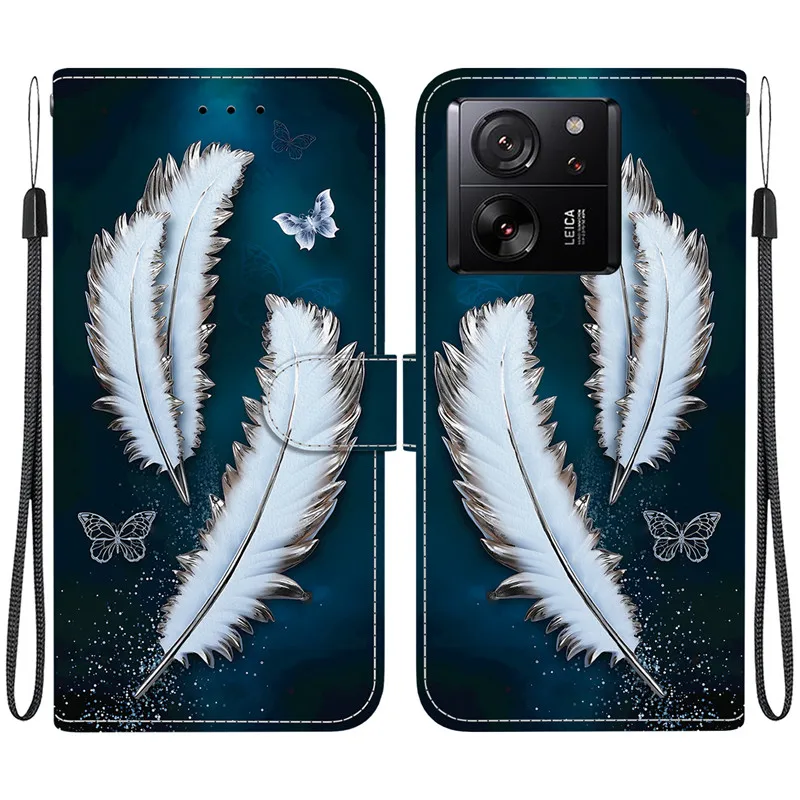 Elegant Flip Wallet Leather Case with Magnetic Stand and Cute Pattern Design