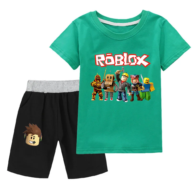 Roblox-Terno casual bidimensional para meninos e meninas, camiseta e shorts  infantis, anime de jogo envolvente, melhor presente, novo - AliExpress