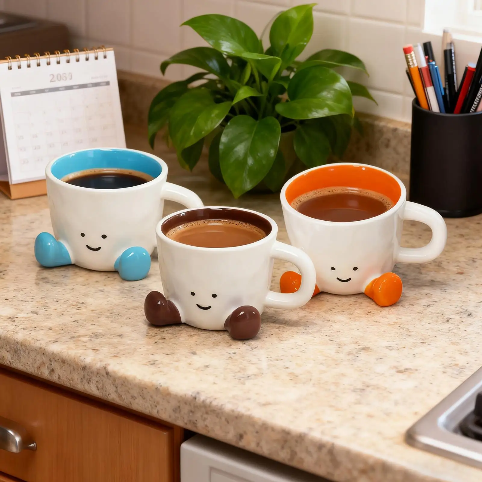 أكواب قهوة لطيفة، أدوات شرب سيراميكية جذابة للمطبخ...