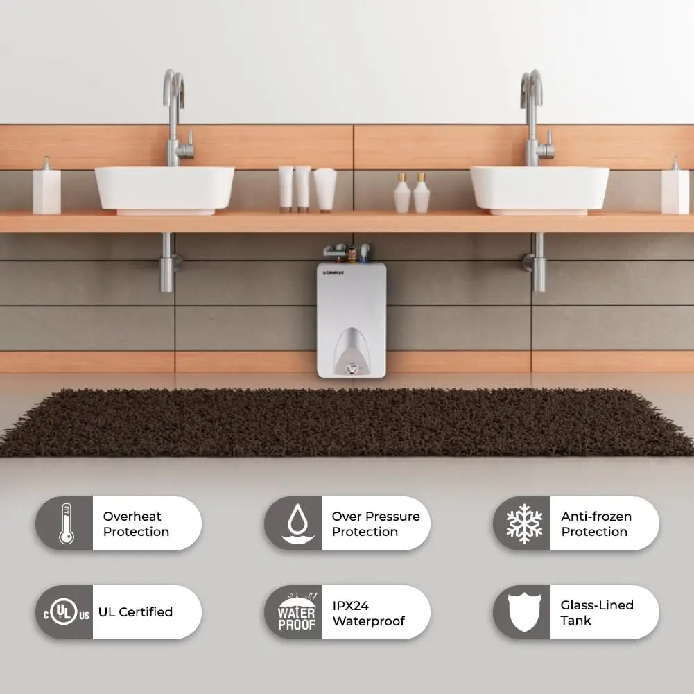 Mini Tank Electric Water Heater ME40 4.0 Gallons, Point of Use No Wait for Hot Water Under Kitchen Sink 120V 1440W, Wall
