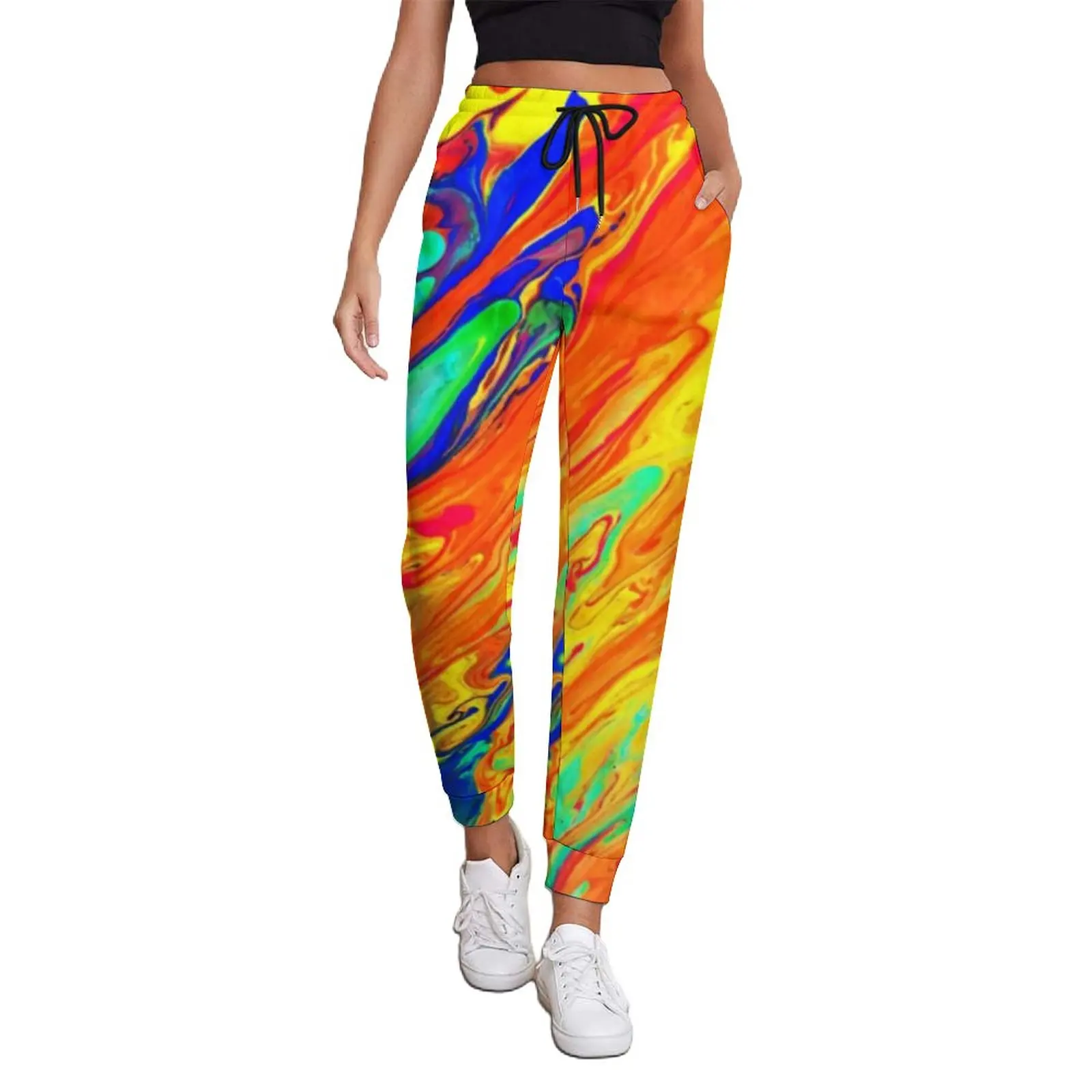 

Abstract Liquid Pants Women Colorful Print Korean Fashion Sweatpants Spring Kawaii Graphic Trousers Big Size 3XL