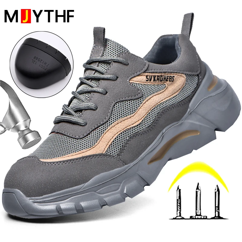 New Safety Shoes For Men Women Steel Toe Cap Work Shoes Breathable Light Sneaker Men Indestructible Safety Boots Couples Shoes