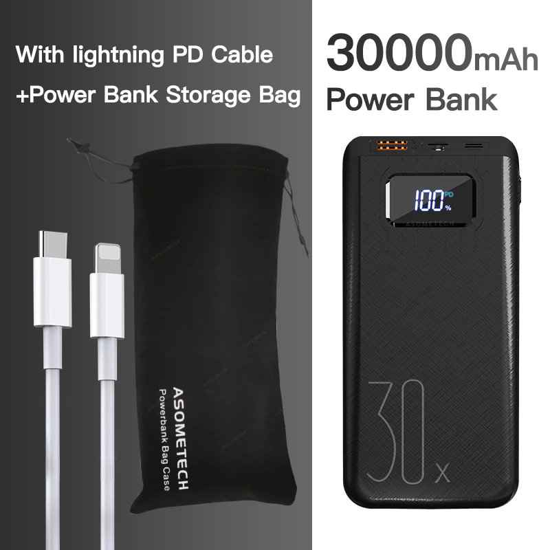 portable battery charger 18W PD QC3.0 Quick Charge Power Bank 30000mAh Portable External Battery Two-way Fast Charging Powerbank For iPhone Samsung Mi fast charging power bank Power Bank