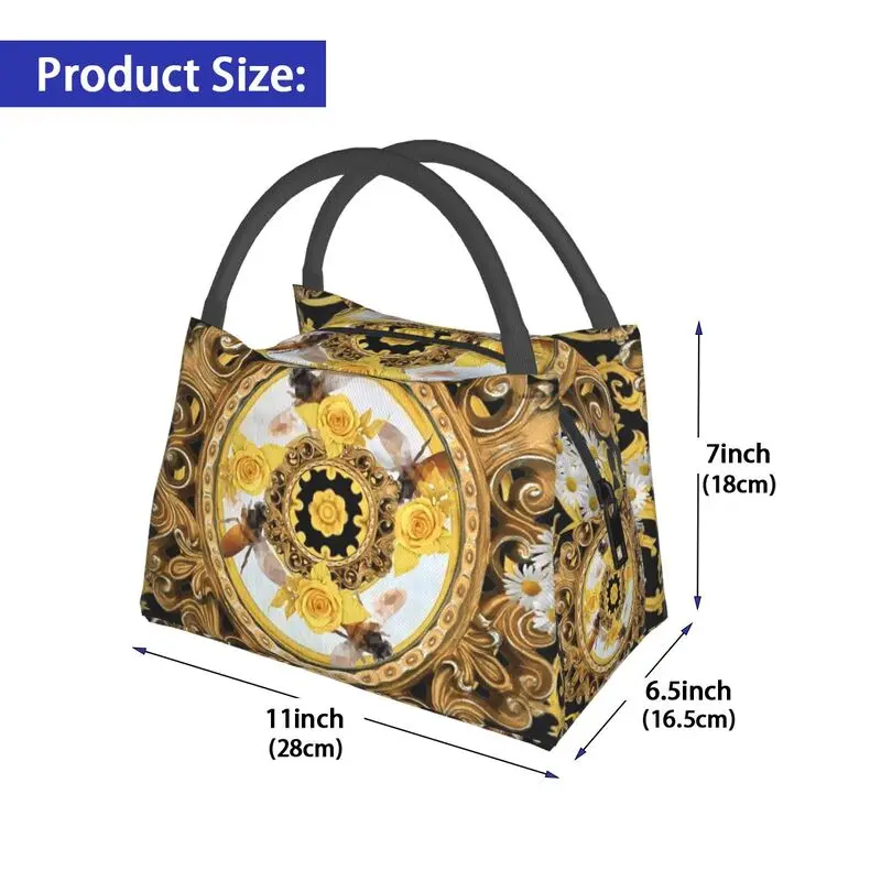 Lunch Bag Yellow Rose Bees Vintage