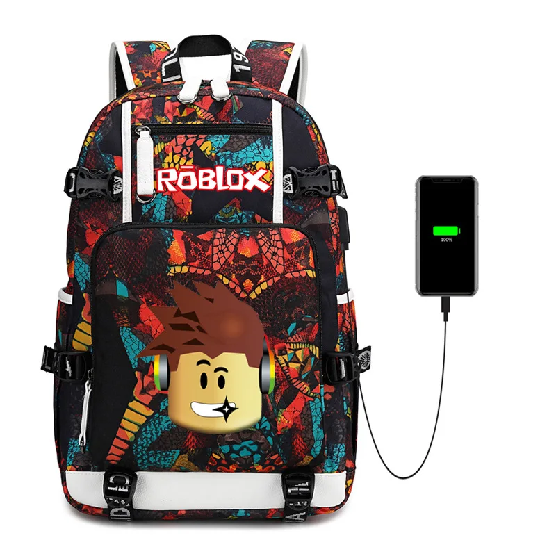 Roblox Mundial-Mochila USB de grande capacidade para Adolescente