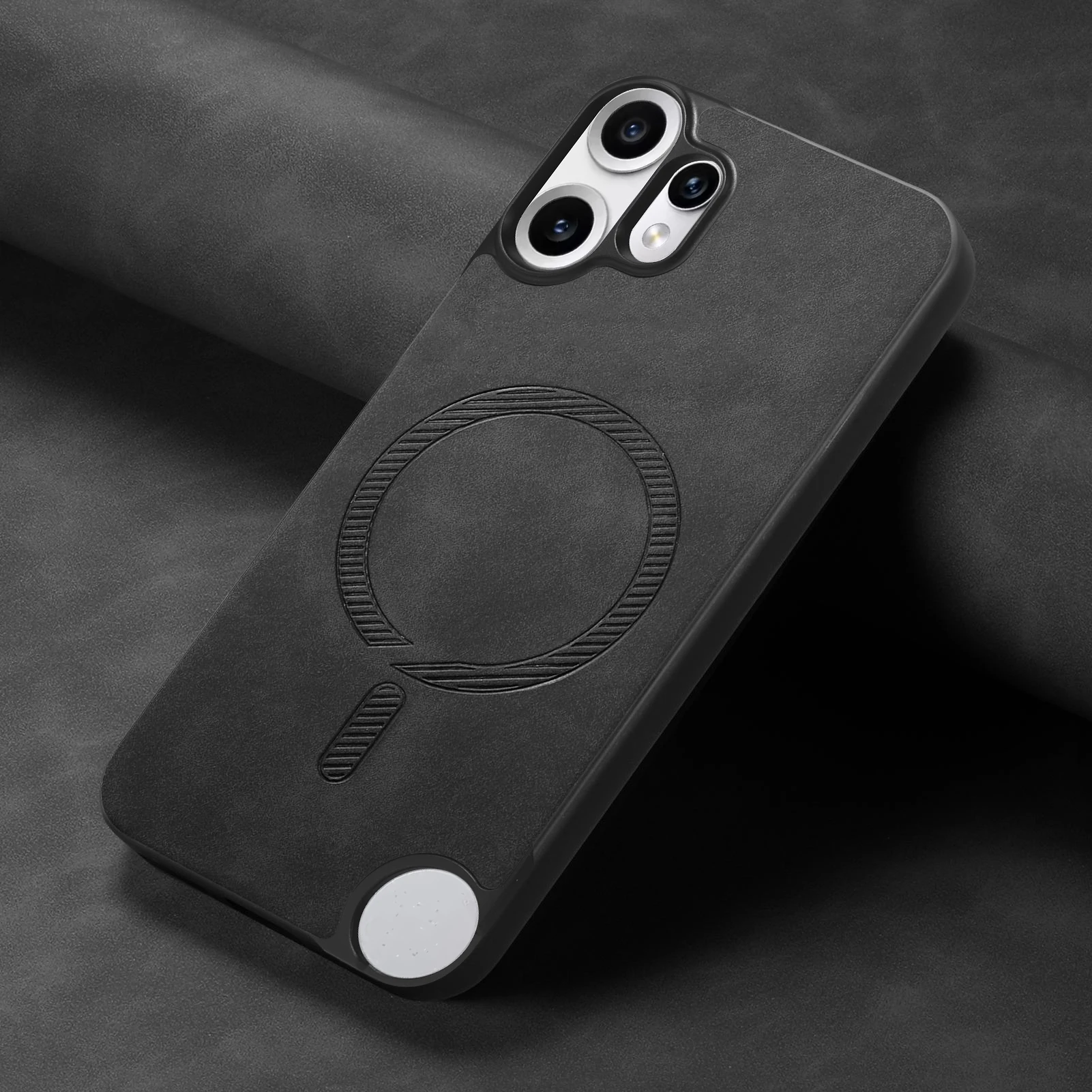Magnetic Leather Case with MagSafe Wireless Charging and Matte Shockproof Bumper