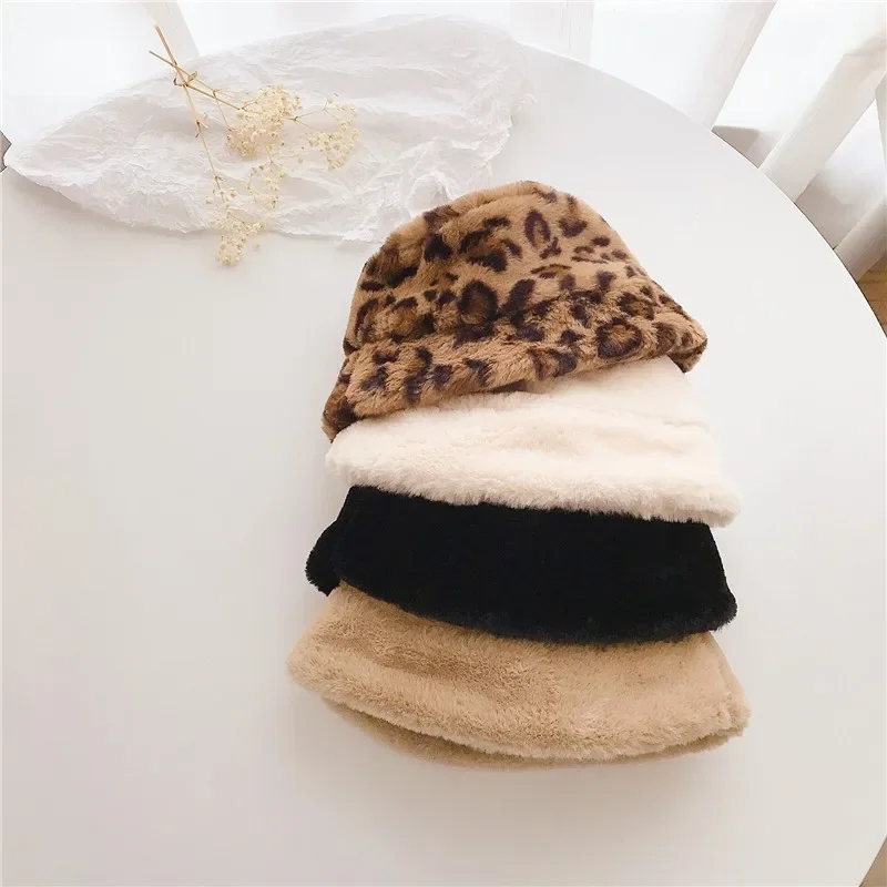 Children's Winter Plush Fisherman Hat Winter Cute Warm Bucket Fishing Children's Ear Protection Hat Kids Caps Accessories