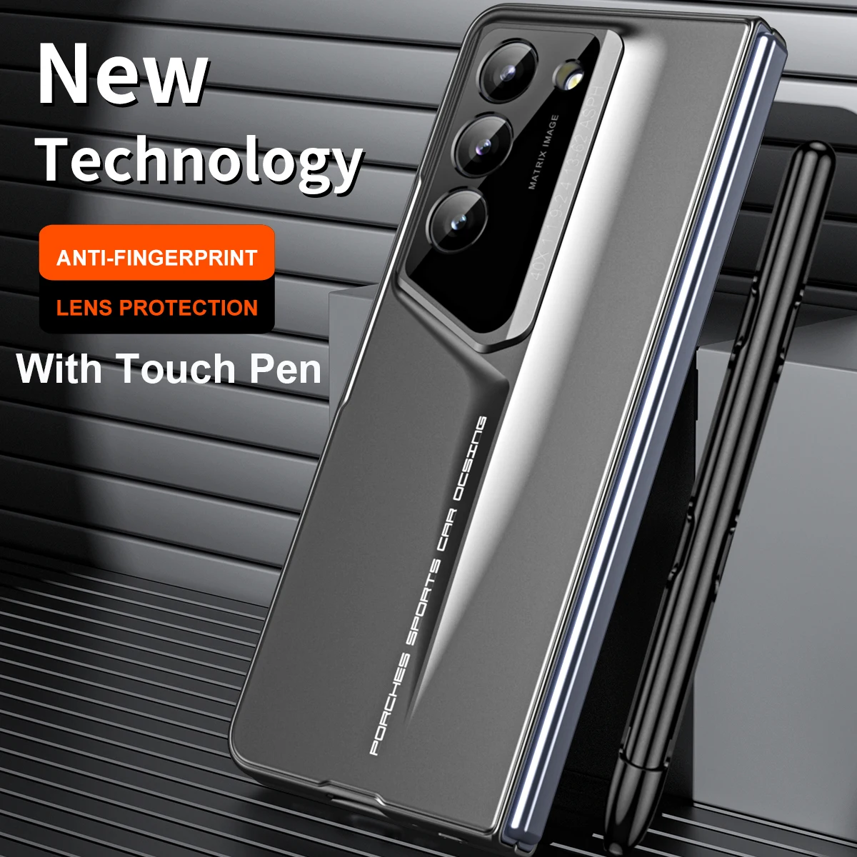 

360 Full Protection Hinge Case For Samsung Galaxy Z Fold 5 4 3 2 With Touch Pen Tempered Glass Film Original Matte Phone Cover