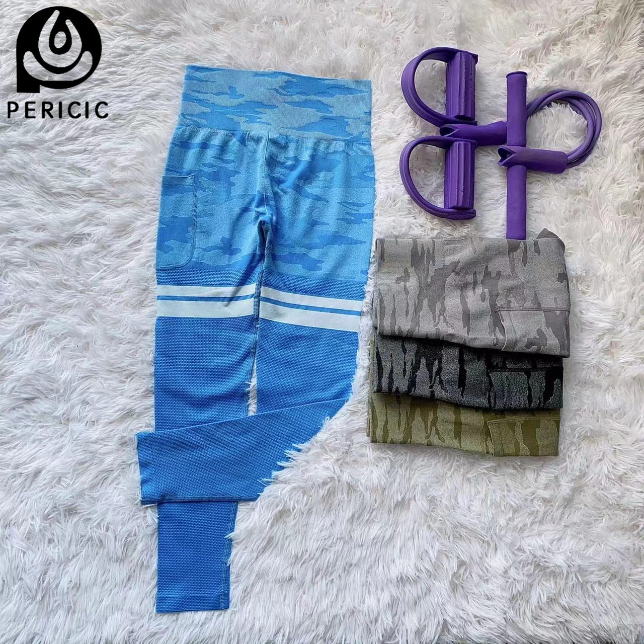 CamoYogaLeggingsWithPocketsForWomenStripedPantsWorkoutTights