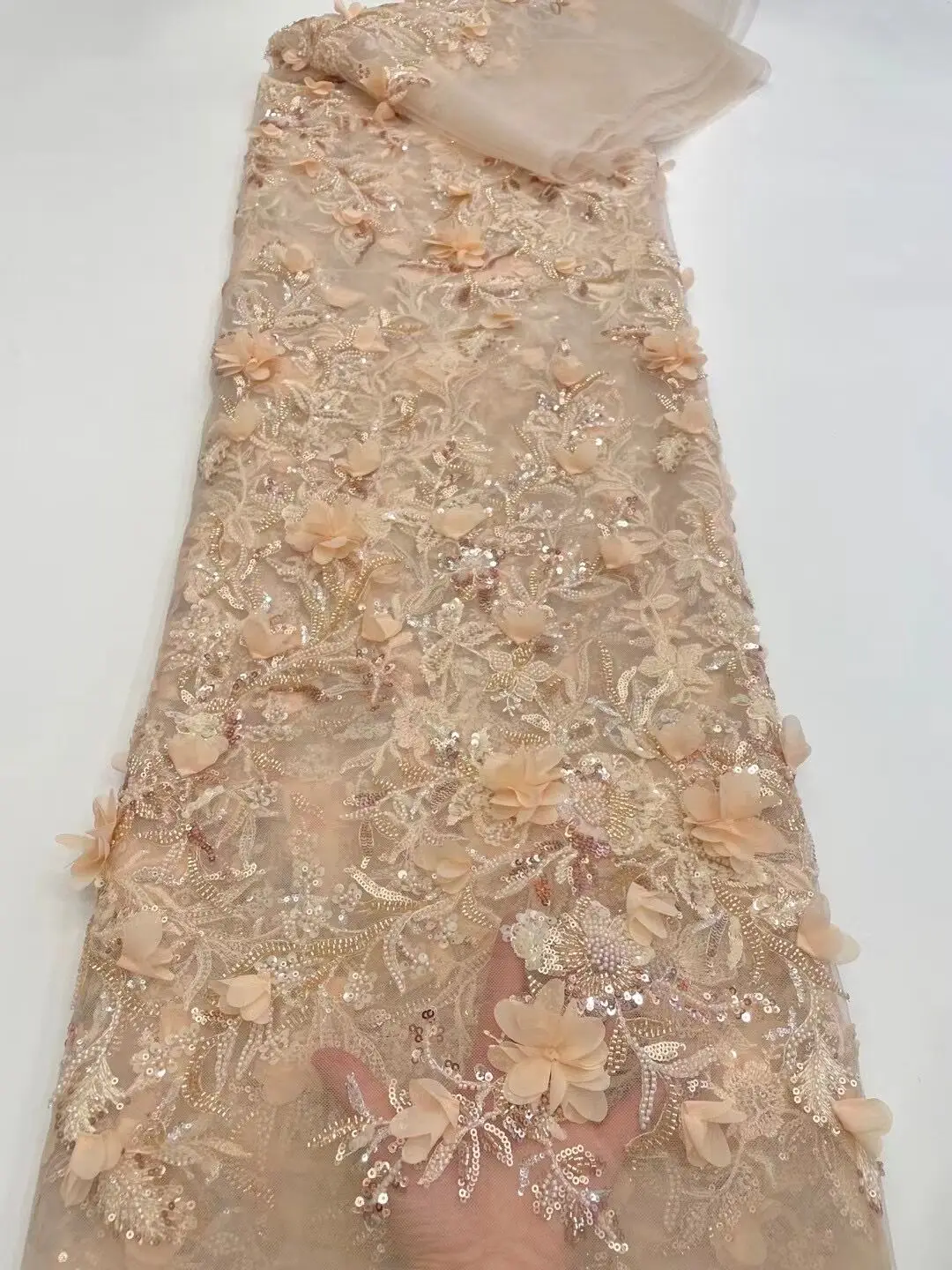 

Luxury African S-1308566 Beads Sequins Lace Fabric High Quality French Embroidery Beads Nigerian Lace for Sewing