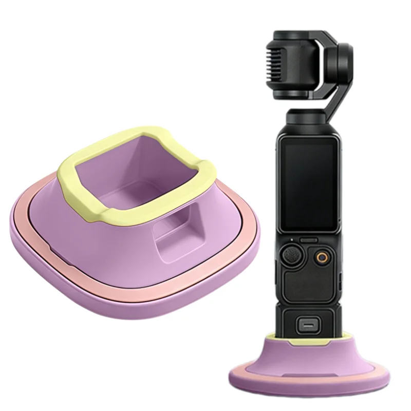 DJI 오즈모 포켓 4/3용 실리콘 논슬립 베이스, 재사용 가능한 접착제가 포함된 카메라 스태빌라이저 홀더, 브이로그 및 촬영용
